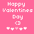 Pixelated pink background with white text reading 'Happy Valentines Day' and a heart symbol, featuring two identical static frames side-by-side.