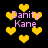 Yellow pixelated hearts float around pink text reading 'Danity Kane' on a black background.