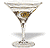 Static pixelated image of a martini glass with olive garnish, rendered in grayscale tones with brown accents for the olive and liquid.