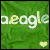 Green background with 'aeagle' text and heart symbols, transitioning from a single 'i' to 'is' then to a purple 'LOVE' graphic.