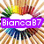 A colorful pixelated icon with a rainbow gradient background and a white cloud shape containing text.
