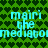 Pixelated cyan text on a green heart-patterned background, with repeated phrases and partial lettering.