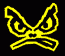 Yellow cartoon eyes with crossed arms on black background, showing animation changes in eye shape and pupil position across frames.