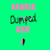 Pixelated green background with pink and dark green text reading BARBIE, Dumped, REM in stacked arrangement above a small vertical bar.