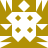 Pixelated golden and white emblem with diamond shape at top, four dots in center, wing-like extensions on sides, and triangular base.