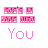 Pixelated pink text on white background reads 'SHE'S IN LOVE WITH' in two above 'YOU', with subtle color variations across six identical frames