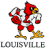 Pixelated red cardinal mascot in white football uniform with yellow accents, standing on a white background with "LOUISVILLE" text below.