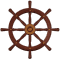 Nine wooden ship wheels arranged in a , each with eight spokes and a central circular hub, displayed against a white background