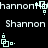 Pixelated text and geometric shapes alternate between two states on a black background, with light green and white elements.