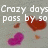Pixelated text reads 'Crazy days pass by so quickly when I'm With you!' over a gray background with red and purple hearts.