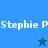 Blue background with white text 'Stephie P' and a star symbol; two states show the star's color changing from dark blue to light blue.