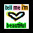 Four pixelated 'tell me im beautiful' icons with heart symbols, each featuring distinct color schemes for text and borders.
