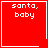 Red square icon with white text "santa, baby" and a white border, featuring a heart symbol in the bottom-right corner of the top-right quadrant.