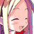 Pixelated anime-style character icon with pink hair, closed eyes, and red clothing against a light background.