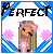 Pixel art icon shows a girl with long blonde hair and pink headband, standing under 'PERFECT' text with pink flowers on blue background.