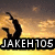 Pixelated image of a person in mid-air against a sunset sky with text overlays.