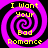 Four identical spiral patterns with purple and black stripes, each containing yellow text reading "I Want Your Bad Romance" in a pixelated font.
