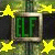 Green digital display with stylized 'BF' letters inside a metallic frame, surrounded by yellow starbursts on dark background.