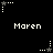 Pixelated black background with white text 'Maren' repeated across the image and multiple star-shaped icons in various states of animation.