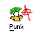 Pixelated icon shows a figure with green spiky hair, yellow shirt, and white face holding a red star-like shape against gray background.