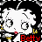 A 48x48 pixel animated contact sheet showing two frames of a Betty Boop cartoon character with black hair, white face, red lips, and yellow earrings against a transparent background.
