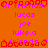A static image with orange background displaying repeated text and symbols in pink and red pixelated fonts.