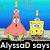 Pixelated cartoon characters SpongeBob SquarePants and Patrick Star sit on a sandy ocean floor with blue water background, displaying text overlays.