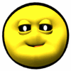 Yellow circular face with black outline showing sequential mouth and tongue movements