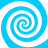 Four identical blue and white spiral patterns arranged in a on a solid background