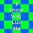 Pixelated text "I Know You Luv Me" repeated on a blue and green checkered background with diamond-shaped patterns.