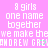 Pixelated text on a pink background with repeated phrases and a green heart symbol in the bottom-right corner.