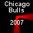 Black background with white text 'Chicago Bulls' and '2007' arranged around a red animated line forming a square frame.