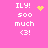 Pixel art icon with pink background displaying 'ILY! soo much <3!' text and animated yellow heart/sparkle symbols.
