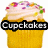 Two pixelated cupcake icons with yellow cake, white frosting, and multicolored sprinkles; one displays 'Cupcakes' text, the other shows 'ROCK!' in pink.