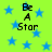 Bright green background with scattered blue stars and repeated text 'Be A Star' in black pixelated font.