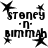 Black-and-white pixelated icon with four star symbols and text reading 'stoney' and 'bimma' in two , arranged in a pattern