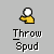 A static icon shows a yellow hand holding a white ball above the text "Throw Spud" with question marks in some frames.