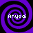 Four identical spiral patterns arranged in a , each containing the text 'Anycoi' in white pixelated font over purple and black spirals