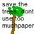 Pixelated green tree icon with brown trunk surrounded by gray text reading 'SAVE the TREES ONLY USE PAPER' on white background.