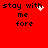 Red background with black text reading 'stay with me fore' in four identical , each showing a different white pixel animation pattern