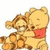 Pixelated cartoon bears embrace on white background with orange text reading 'me without you is like tigger without pooh' in red block letters.