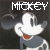 A 6-frame animated contact sheet of Mickey Mouse icons with varying facial expressions and text styles, each frame showing a cartoon mouse head against a dark background.