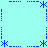Blue pixelated starbursts and dashed lines form a symmetrical pattern on a light cyan background.