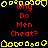 A static contact sheet of a 3x2 grid showing five repeated frames of an animated icon with red text and yellow pixelated shapes on black background, plus one gray placeholder frame.