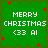 Green background with red star-like shapes and white text reading "MERRY CHRISTMAS <33 AI" in pixelated font.