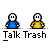 Animated contact sheet showing 10 frames of a pixel art buddy icon with two stick figures in blue and yellow shirts, displaying various poses and speech bubbles containing text like "PSSST..." and "HE'S SO."