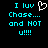 Pixelated cyan text on black background with a white heart symbol, showing two states: one with the heart and one without.