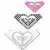 Pixelated heart-shaped icons with layered patterns and a red flower, alongside text reading 'Roxy' on purple background.