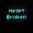 A static contact sheet of a 3x3 grid showing repeated cyan text "Heart Broken" on black background with gray transparency area at bottom right.