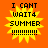 Four identical pixelated yellow starburst shapes on an orange background, each containing black text reading "I CANT WAIT4 SUMMER !!!!!!!!!" with varying exclamation mark counts.